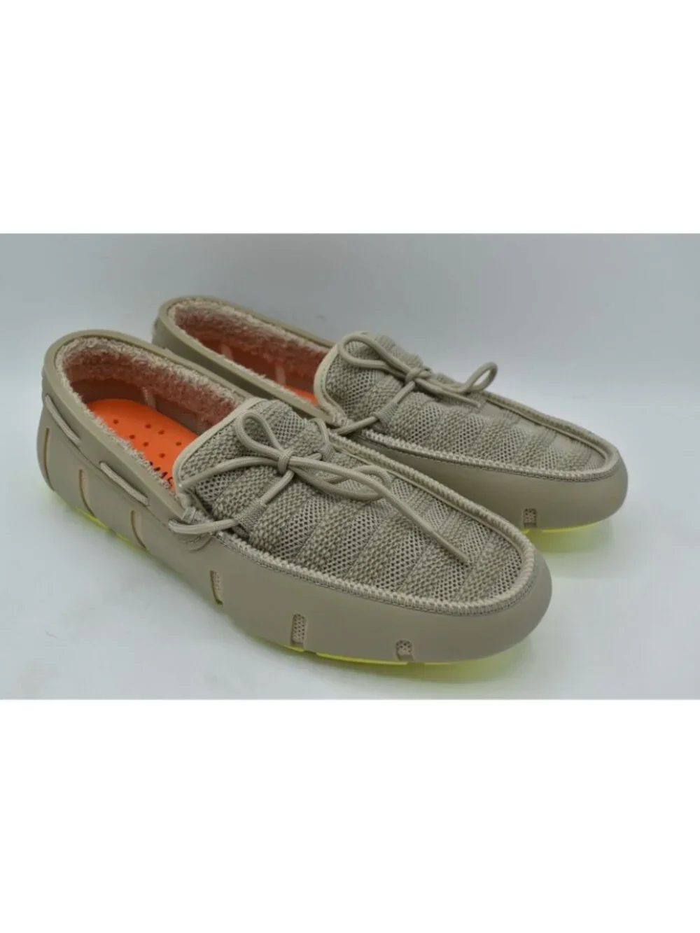 SWIMS Mens Size 8‎ Terry Knit Lace Sand Dune Citron Loafers Shoes